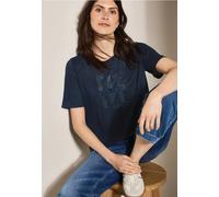Cecil Damen Leinen-Look T-Shirt in Blau, Gr: XS