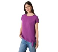 Kurzarmbluse CECIL, Damen, Gr. XXL (46), magenta lacquer, Web, Obermaterial: 55% Leinen, 45% Viskose, unifarben, casual, gerade hüftbedeckend, Rundhals, Kurzarm, Blusen, im Leinenmix und mit Knoten-De