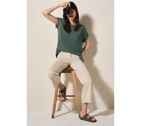 Cecil - Leinenmix Bluse mit Knoten grün - Gr. - L