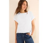 Kurzarmbluse CECIL, Damen, Gr. XXL (46), weiß, Web, Obermaterial: 55% Leinen, 45% Viskose, unifarben, casual, gerade hüftbedeckend, Rundhals, Kurzarm, Blusen, im Leinenmix und mit Knoten-Detail (50701