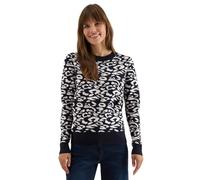Strickpullover CECIL, Damen, Gr. L42, blau (urban dunkelblau), Stoff, 50% Viskose, 28% Polyester, 22% Nylon, animal-print, normal normal, Rundhals, Rippbündchen, Pullover, mit Leomuster (56529253-L) u