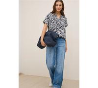 Cecil Damen Leo Split Neck Bluse in Blau, Gr: S