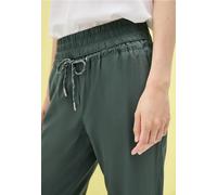 Stoffhose CECIL "Style CHELSEA", Damen, Gr. XXL (46), Länge 28, schwarz balmy khaki, Web, Obermaterial: 100% Viskose, unifarben, casual, loose fit knöchellang, Hosen, mit elastischem Bund (57336305-XX