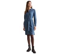 Jeanskleid CECIL, Damen, Gr. XXL (46), US-Größen, blau (mid blau wash), Stoff, 100% Lyocell, unifarben, casual, gerade knielang, V-Ausschnitt, Langarm Bündchen, Kleider, mit Knopfleiste (85503519-XXL)