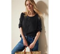 Cecil Damen Materialmix-Bluse in Schwarz, Gr: M