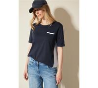 Cecil Damen Materialmix T-Shirt in Blau, Gr: M