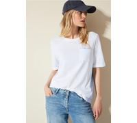 Cecil Damen Materialmix T-Shirt in Weiß, Gr: XXL
