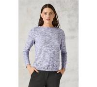 Langarmshirt CECIL Gr. XXL (46), mulit lila melange, Damen, Stoff, 68% Viskose, 28% Polyester, 4% Elasthan, unifarben, Shirts, mit U-Boot-Ausschnitt (35018817-XXL) mulit lila melange