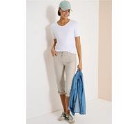 Cecil Damen Mid Waist Casual Fit Hose mit Turn Up in Beige, Gr: 36