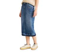 Jeansrock CECIL, Damen, Gr. 33, blau (mid blau used wash), Jeans, 78% Baumwolle, 20% Polyester, 2% Elasthan, unifarben, gerade wadenlang, Röcke Jeansrock, 5-Pocket-Style (49288724-33) mid blau used wa