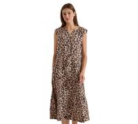 Midi-Kleid mit Split Neck und Leo-Print