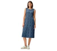 Midikleid CECIL, Damen, Gr. L42, US-Größen, blau (urban navy blau), Stoff, 95% Viskose, 5% Elasthan, bedruckt, normal wadenlang, Rundhals, Bündchen, Kleider, mit Volant (26951334-L) urban navy blau
