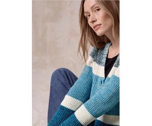 Cecil Damen Mouliné-Cardigan in Blau, Gr: XXL