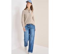 Cecil Damen Mouliné Pullover mit Troyer in Beige, Gr: XL
