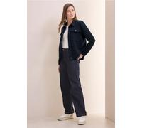 Kurzjacke CECIL, Damen, Gr. XL (44), blau (universal blau), Stoff, 49% Polyester, 49% Viskose, 2% Elasthan, unifarben, casual, normal normal, V-Ausschnitt, Langarm Bündchen, Jacken, aus elastischem Ma