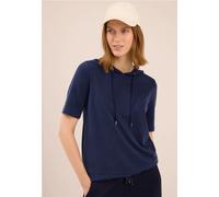 Cecil Damen Piqué Hoodie Shirt in Blau, Gr: M