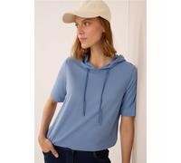 Cecil Damen Piqué Hoodie Shirt in Blau, Gr: S