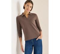 Langarmshirt CECIL, Damen, Gr. L (42), urban taupe, Web, 78% Baumwolle, 16% Polyester, 6% Elasthan, unifarben, normal normal, V-Ausschnitt, abgesteppt, Shirts Langarmshirt (14164717-L) urban taupe