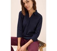 Poloshirt CECIL, Damen, Gr. XXL (46), blau (urban dunkelblau), Web, 100% Baumwolle, unifarben, normal normal, hoch geschlossener Ausschnitt, abgesteppt, Shirts, aus reiner Baumwolle (33651718-XXL) urb