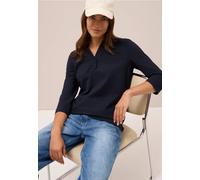 CECIL Damen Poloshirt 3227473 mit Knopfdetail urban Dark Blue Größe M