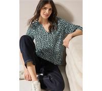 Cecil Damen Print-Bluse mit Glitzer in Grün, Gr: XXL