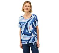 Kurzarmbluse CECIL, Damen, Gr. M (40), blau (urban navy blau), Stoff, 100% Viskose, bedruckt, normal normal, Rundhals, Bündchen, Blusen, mit Knotendetail am Saum (46550560-M) urban navy blau