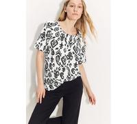 Cecil - Print Carmen Bluse weiß/schwarz - Gr. - XS