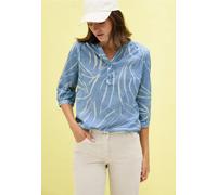 Shirtbluse CECIL, Damen, Gr. XL (44), blau (deep pastel blau), Web, 100% Baumwolle, bedruckt, normal normal, V-Ausschnitt, abgesteppt, Blusen, Feel Good Fit (88773263-XL) deep pastel blau