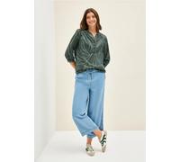 Shirtbluse CECIL, Damen, Gr. L (42), grün (schwarz balmy khaki), Web, 100% Baumwolle, bedruckt, normal normal, V-Ausschnitt, abgesteppt, Blusen, Feel Good Fit (17716410-L) schwarz balmy khaki