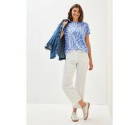 T-Shirt CECIL, Damen, Gr. S (38), deep pastel blau, Obermaterial: 50% Baumwolle, 50% Modal, bedruckt, casual, regular fit taillenbedeckt, U-Boot-Ausschnitt, Kurzarm, Shirts, mit All-Over Print (381735