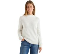 Strickpullover CECIL, Damen, Gr. L (42), vanilleweiß, Web, 48% Baumwolle, 31% Nylon, 21% Polyester, unifarben, comfort fit normal, Rundhals, Bündchen, Pullover Strickpullover, im soften Baumwoll-Mix (