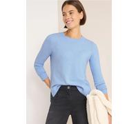 Strickpullover STREET ONE, Damen, Gr. XL (44), sporty light blau melange, Stoff, 37% Baumwolle, 34% Polyacryl, 26% Polyester, 3% Elasthan, unifarben, comfort fit normal, Rundhals, elastischer Bund, Pu