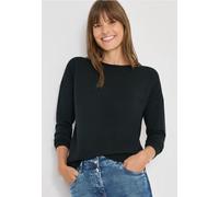 Strickpullover CECIL, Damen, Gr. M (40), ink grün, Stoff, 50% Viskose, 28% Polyester, 22% Nylon, unifarben, comfort fit normal, U-Boot-Ausschnitt, elastischer Bund, Pullover Strickpullover, mit Strukt