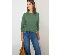 CECIL Strickpullover Damen U-Boot-Ausschnitt mit Strukturdetail Highland Grün Melange XXL