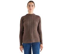 Cecil Strickpullover Damen mit Zopfmuster Rundhals Grobstrick Gr. L (42) mushroom taupe melange