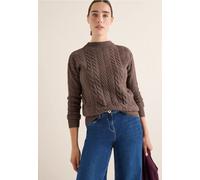 Strickpullover CECIL, Damen, Gr. M (40), mushroom taupe melange, Web, 37% Baumwolle, 34% Polyacryl, 26% Polyester, 3% Elasthan, unifarben, normal normal, Rundhals, Strickbündchen, Pullover, Grobstrick