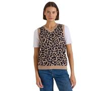 Pullunder CECIL, Damen, Gr. M (40), beige (creamy mocha melange), Web, 39% Polyacryl, 35% Baumwolle, 15% Polyester, 11% Nylon, comfort fit normal, V-Ausschnitt, Bündchen, Pullover Pullunder, mit V-Aus