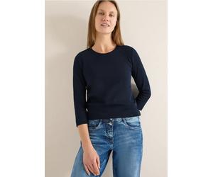 Cecil Damen Rippsthirt in Unifarbe in Blau, Gr: XS