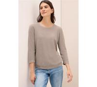 Strickpullover CECIL, Damen, Gr. L42, braun (toffee cream melange), Web, 60% Baumwolle, 40% Viskose, unifarben, normal normal, Rundhals, abgesteppt, Pullover Strickpullover, aus Feinstrick (47919363-L