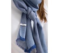 Cecil Damen Schal in Unifarbe mit feinen Fransen in Blau, Gr: One size