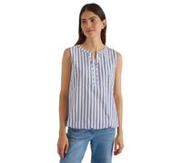 Blusentop CECIL, Damen, Gr. L (42), blau (deep river blau), Web, 75% Baumwolle, 25% Modal, gestreift, normal normal, Rundhals, abgesteppt, Blusen Blusentop, mit gestreiftem Seersucker-Look (68334030-L