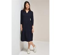 Midikleid CECIL, Damen, Gr. L42, US-Größen, blau (universal blau), Stoff, 56% Viskose, 43% Polyester, 1% Elasthan, unifarben, normal knielang, Rundhals, Bündchen, Kleider, knielang (26875459-L) univer