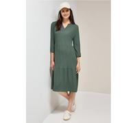 Midikleid CECIL, Damen, Gr. XXL46, US-Größen, grün (balmy khaki), Stoff, 56% Viskose, 43% Polyester, 1% Elasthan, unifarben, normal knielang, Rundhals, Bündchen, Kleider, knielang (32444229-XXL) balmy