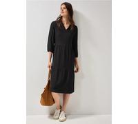 Midikleid CECIL, Damen, Gr. XXL46, US-Größen, schwarz, Stoff, 56% Viskose, 43% Polyester, 1% Elasthan, unifarben, normal knielang, Rundhals, Bündchen, Kleider, knielang (20593328-XXL) schwarz