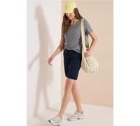 Cecil Damen Seersucker Shorts in Uni Farben in Blau, Gr: XS
