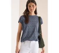 Cecil Damen Shirt im Ausbrenner-Look mit Boatneck in Blau, Gr: S