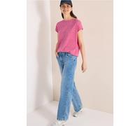 Cecil Damen Shirt im Ausbrenner-Look mit Boatneck in Pink, Gr: XXL