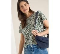 Cecil Damen Shirt im Leinen-Look mit Leo-Print in Beige, Gr: XL