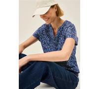 Blusenshirt CECIL, Damen, Gr. M (40), blau (urban navy blau), Web, 50% Baumwolle, 50% Modal, bedruckt, normal normal, V-Ausschnitt, abgesteppt, Shirts, im Shirt-Style (23268106-M) urban navy blau