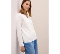 Tunikashirt CECIL, Damen, Gr. L (42), weiß (vanilleweiß), Jersey, Obermaterial: 100% Baumwolle, unifarben, casual, Rundhals, Langarm abgesteppte Kante, Shirts, Split Neck, unifarben (90931201-L) vanil